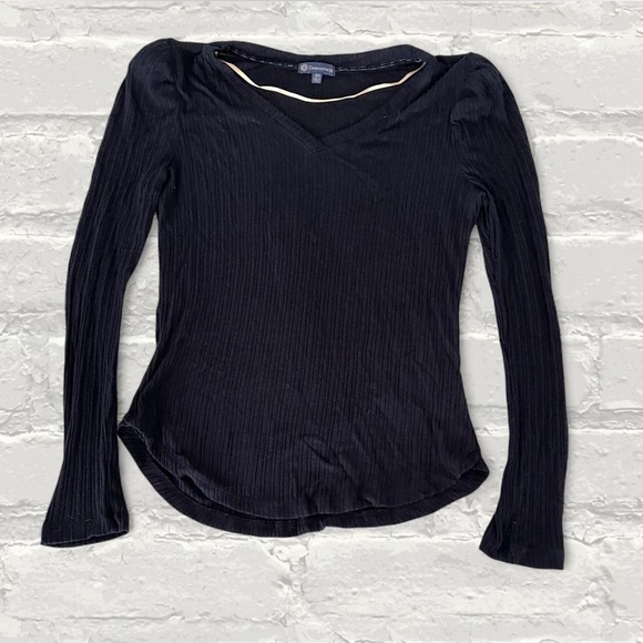 Democracy navy blue ribbed long sleeve shirt - Picture 1 of 3